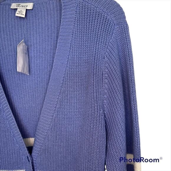 The Tog Shop Blue/White Long Sleeve Stripe Button-Up Cardigan - Picture 5 of 8